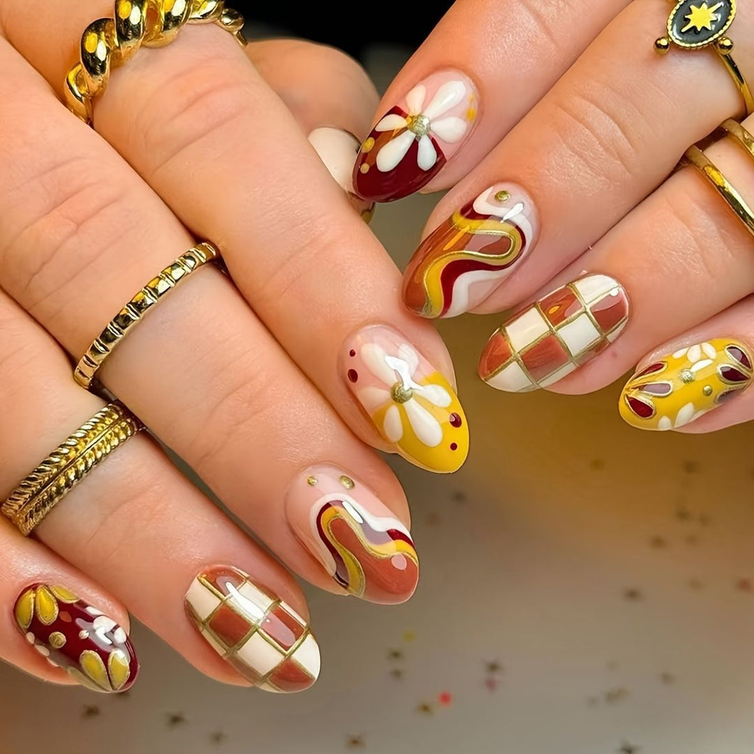 Floral Art Acrylic Nail Set Stornfield