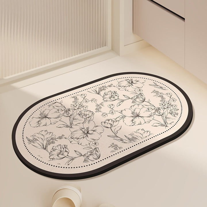 Floral Pattern Memory Foam Bath Mat