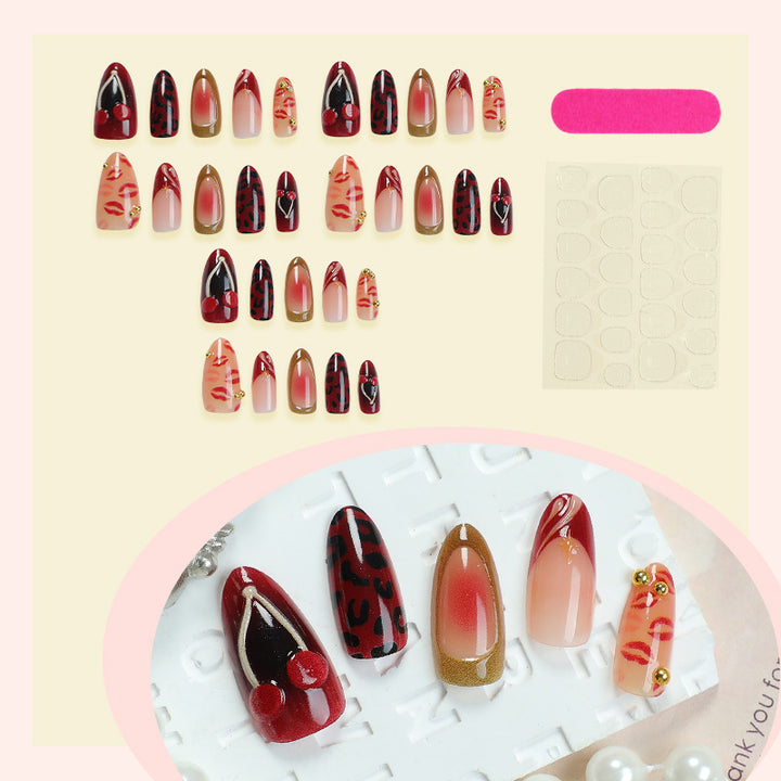 Decorative Press-On Nail Art Set with Luxurious Kiss and Leopard Inspired Designs Stornfield