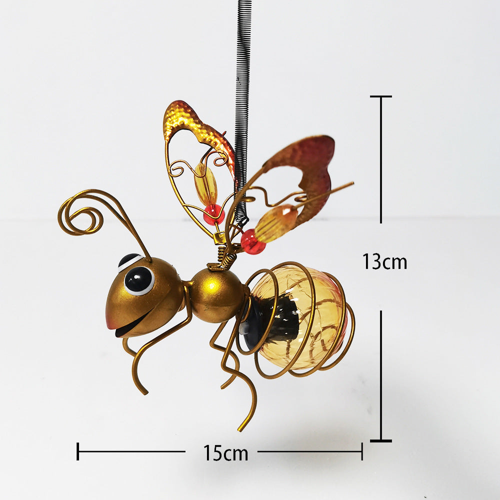 Whimsical Hanging Glass Bee Solar Garden Lantern Ornament Stornfield