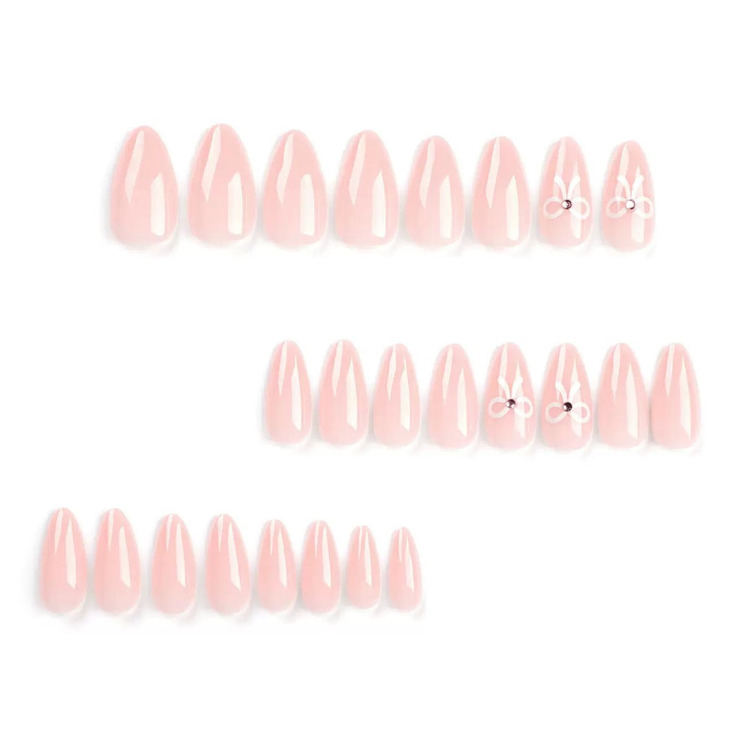Acrylic nail set with elegant bow decorations Stornfield
