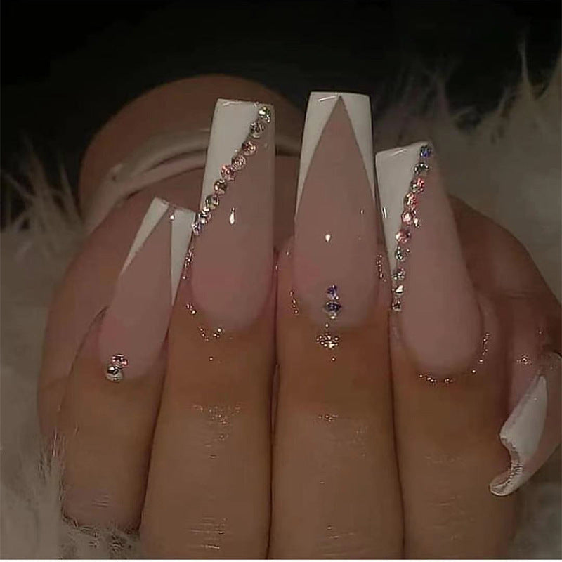 Artistic Stiletto Press-On Nails with Rhinestone Accents Stornfield