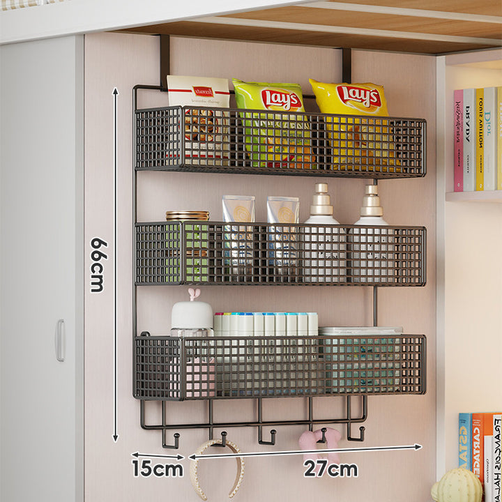 Under-Shelf Double-Tier Ventilated Mesh Hanging Storage Basket for Pantry and Bathroom