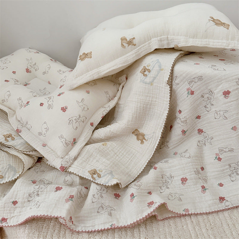 Unisex Cozy Muslin Blanket with Cute Rabbit Design Stornfield