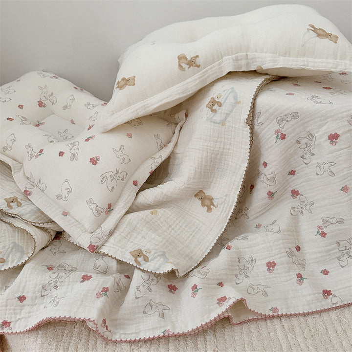Unisex Cozy Muslin Blanket with Cute Rabbit Design Stornfield