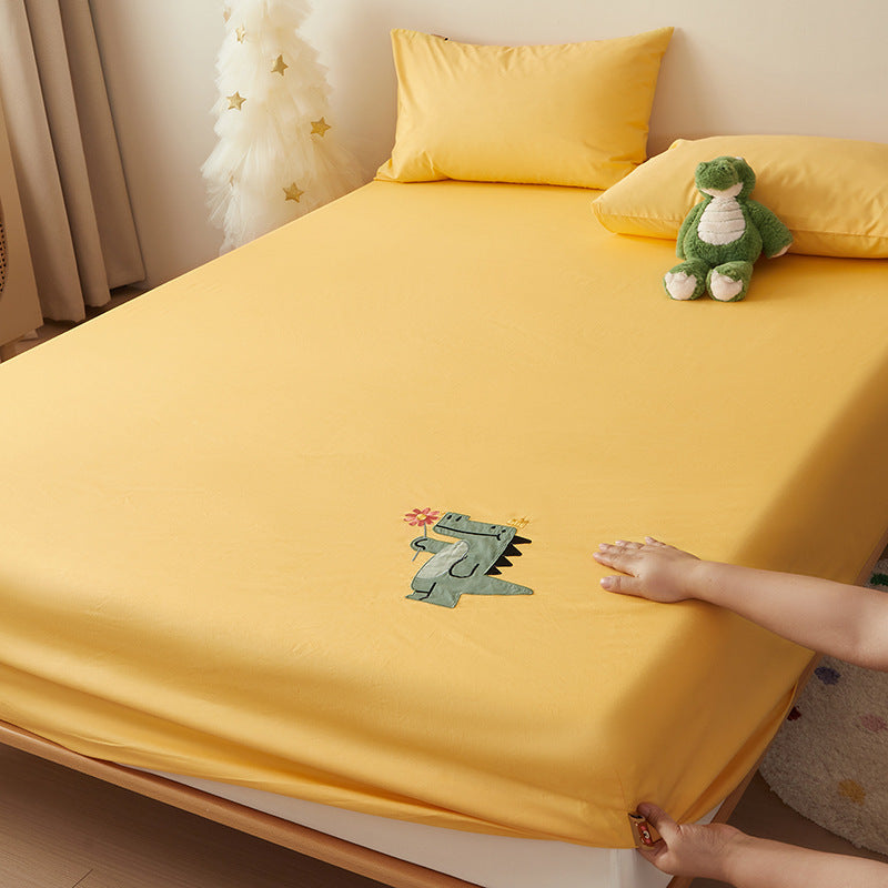 Cotton Jersey Stretch Fitted Bed Sheet with Embroidered Lion Car