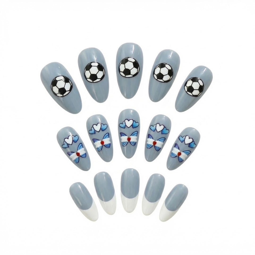 Sporty artificial nails with soccer motif Stornfield