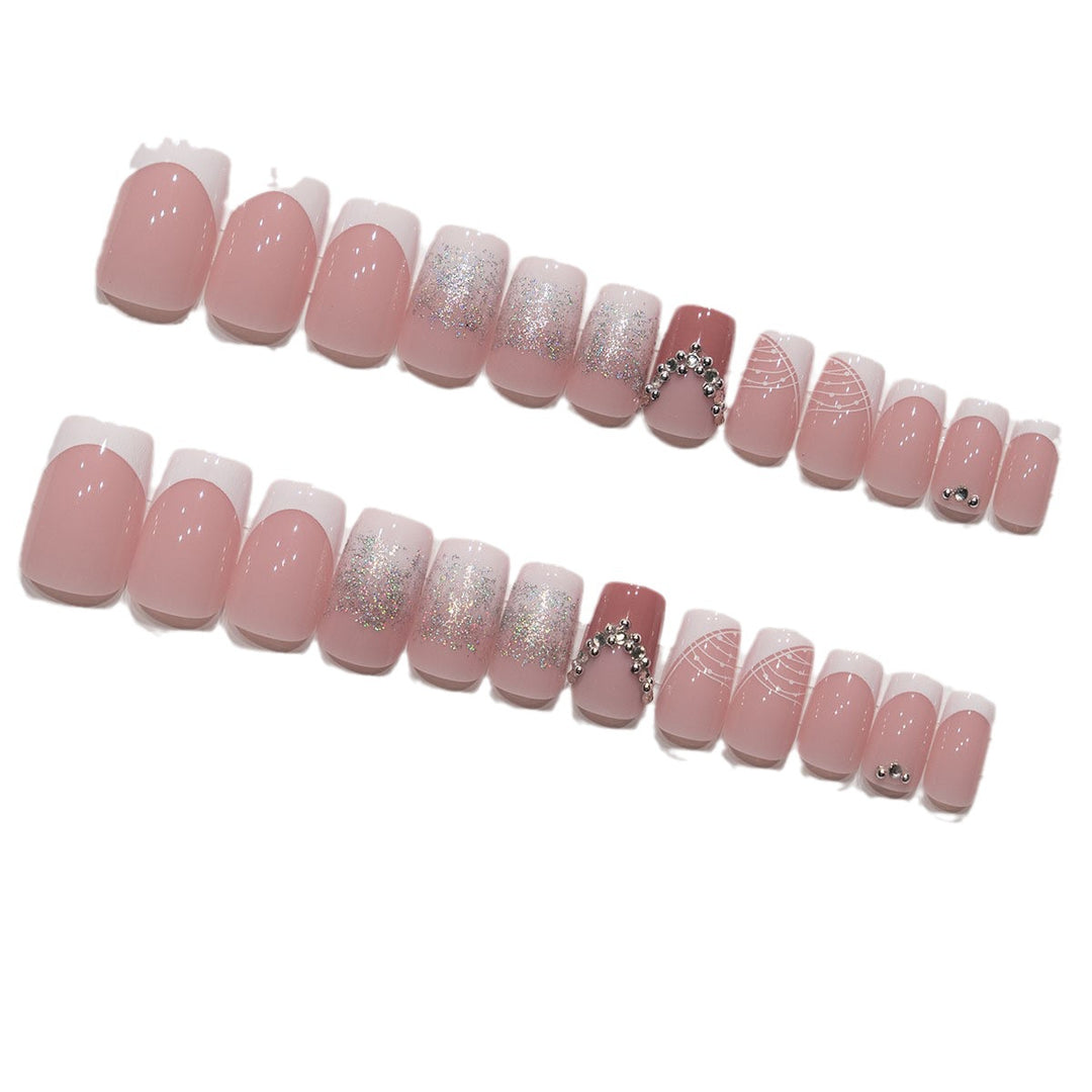 Decorative Press-On Nail Art Set with Rhinestone Accents Stornfield