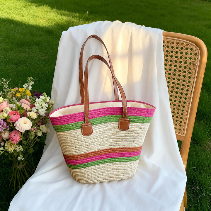 WoColorful Straw Beach Tote Bag Stornfield