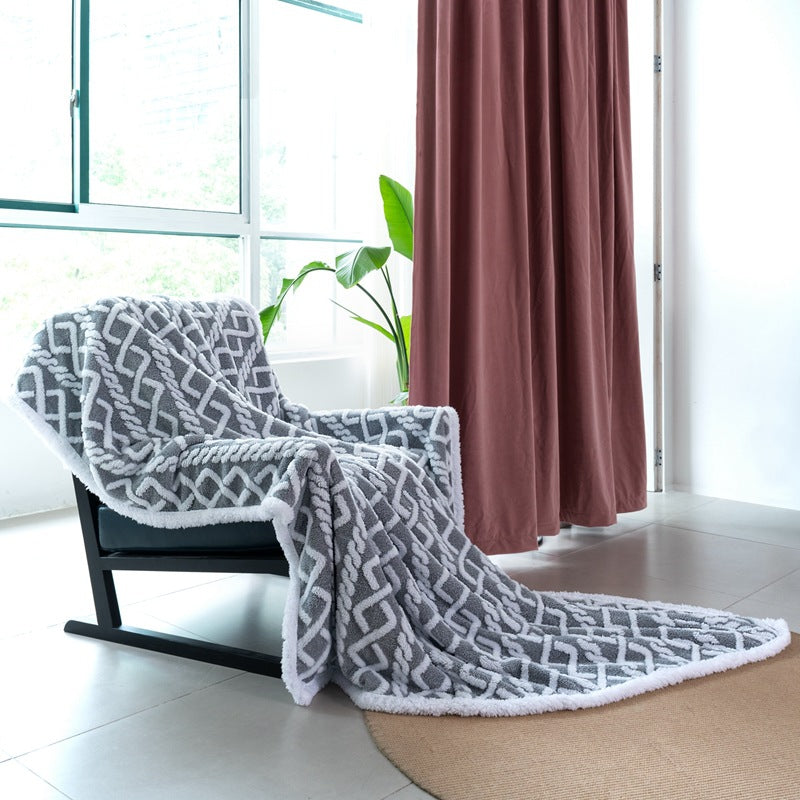 Women Cozy Reversible Blanket with Geometric Pattern Stornfield
