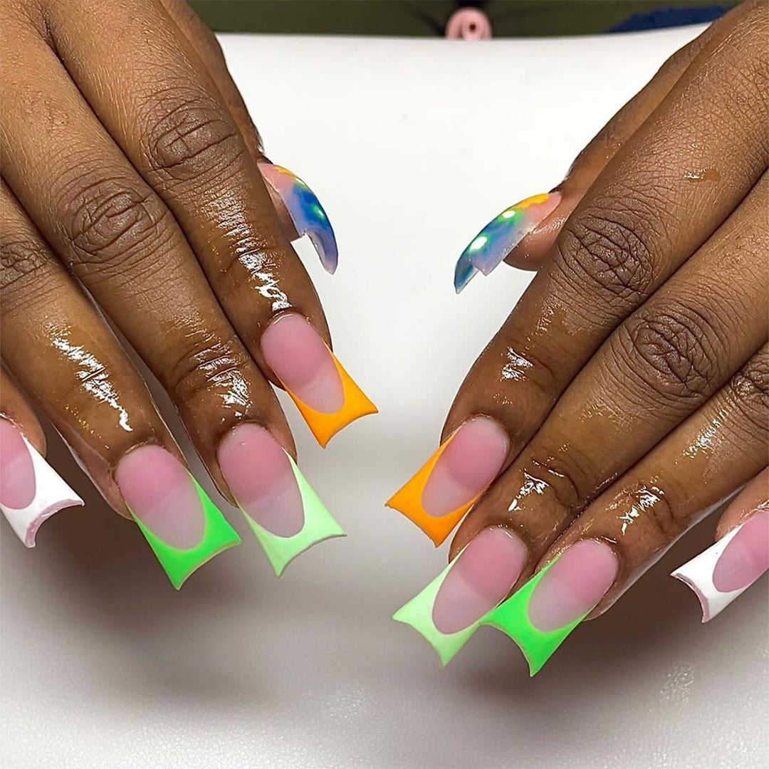 Artistic Press-On Nail Set with Unique Colorful Tips Stornfield