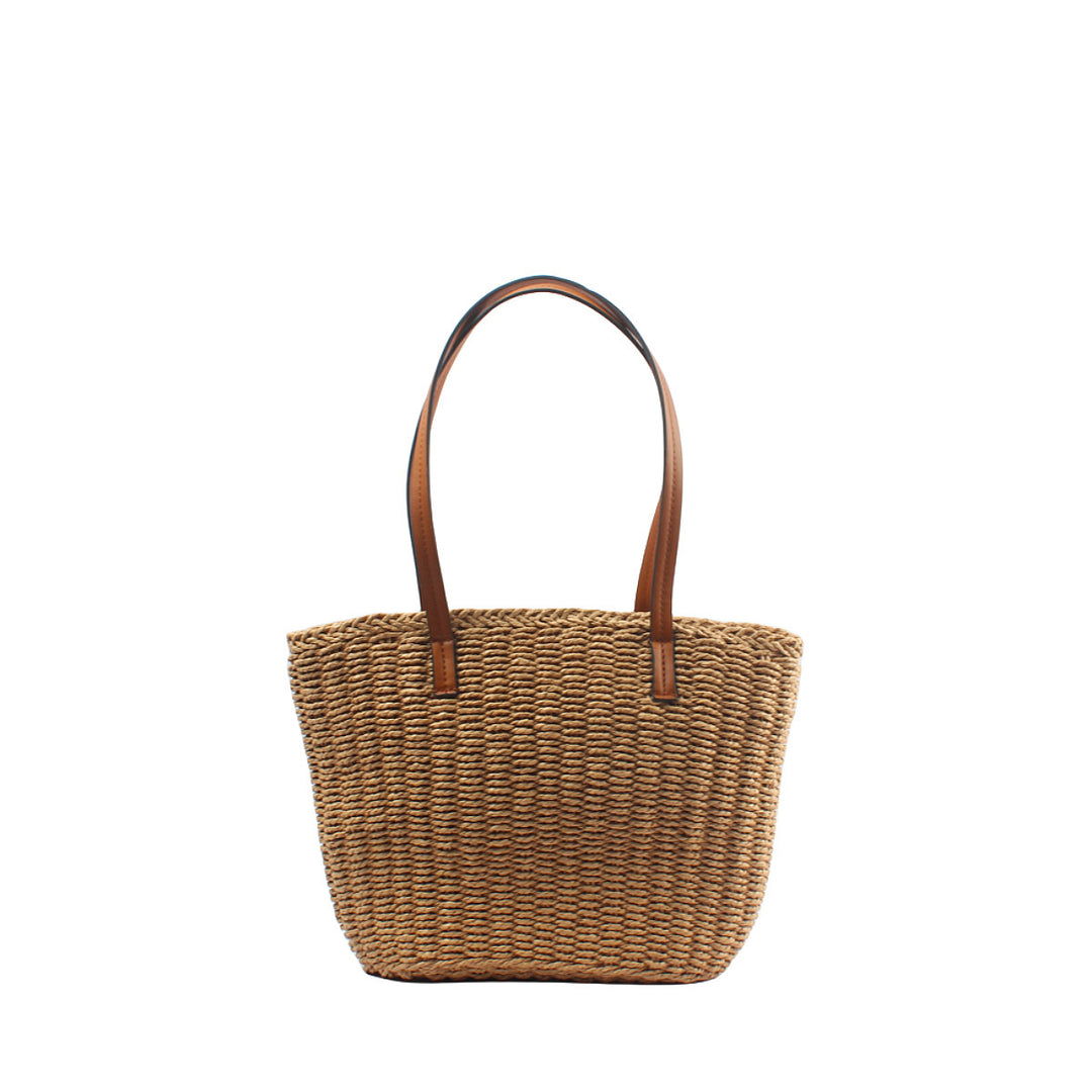 Natural straw bag with elegant leather handles Stornfield