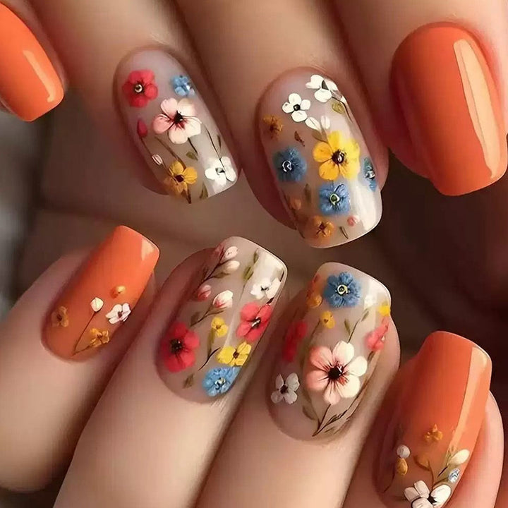 Floral Patterned Press-On Nail Enhancements Stornfield