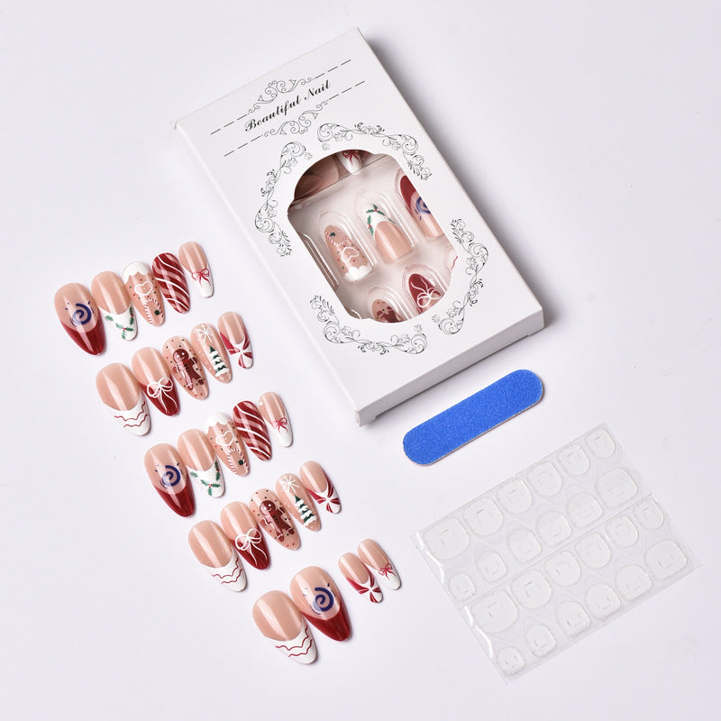 Festive Holiday-Themed Press-On Nail Art Set
