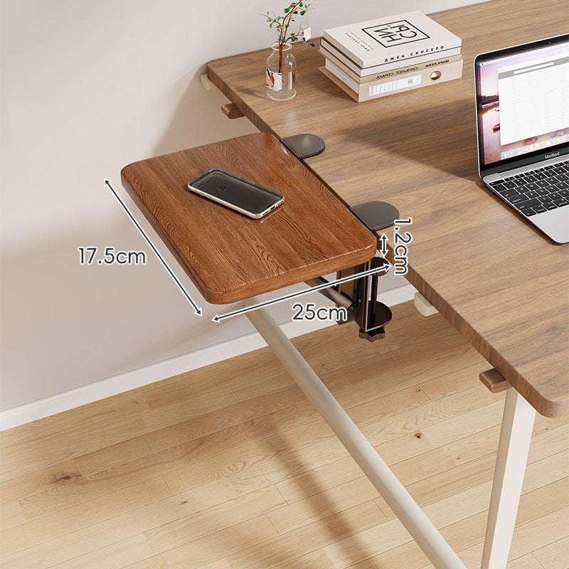 Clamp-On Adjustable Wooden Desk Side Shelf Extension with Foldable Bracket