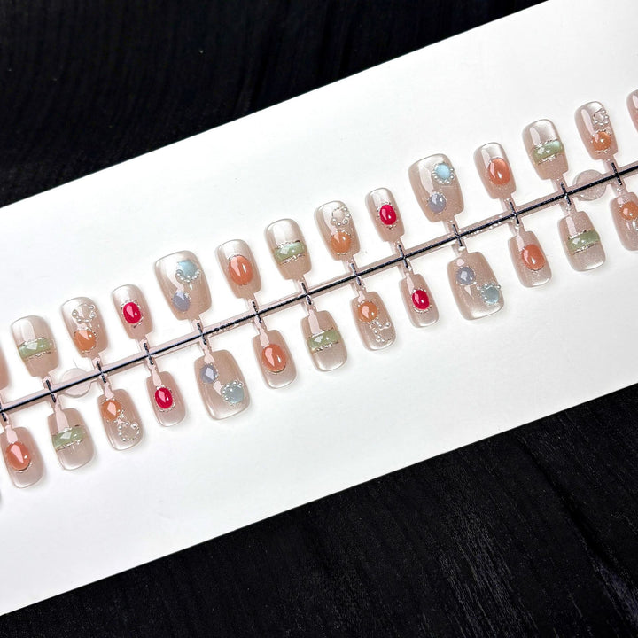 Elegant Polka Dot and Lace Press-On Nail Set