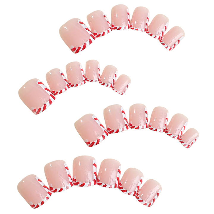 Creative nail art set with festive candy cane design Stornfield