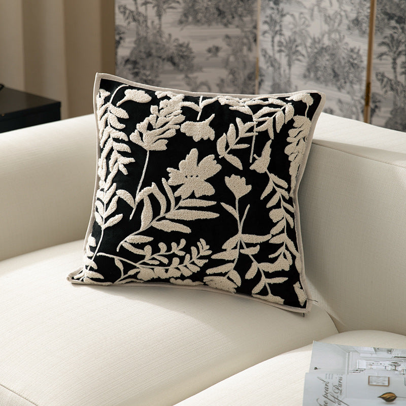 Decorative cushion cover with floral flock application Stornfield