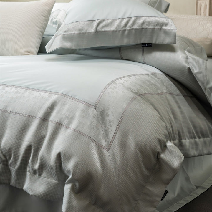 Cotton Sateen Duvet Cover Set with Embroidered Border and Pillow Shams