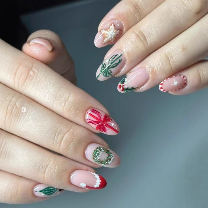 Festive Holiday-Themed Press-On Nail Art Set Stornfield 1790636676