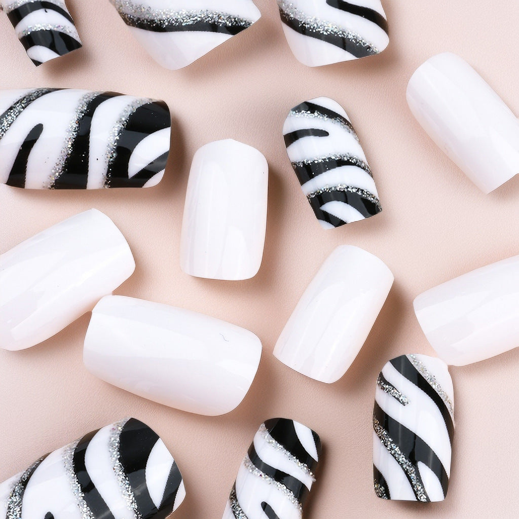 Zebra Striped Nail Art Extensions Stornfield