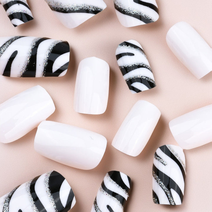 Zebra Striped Nail Art Extensions Stornfield