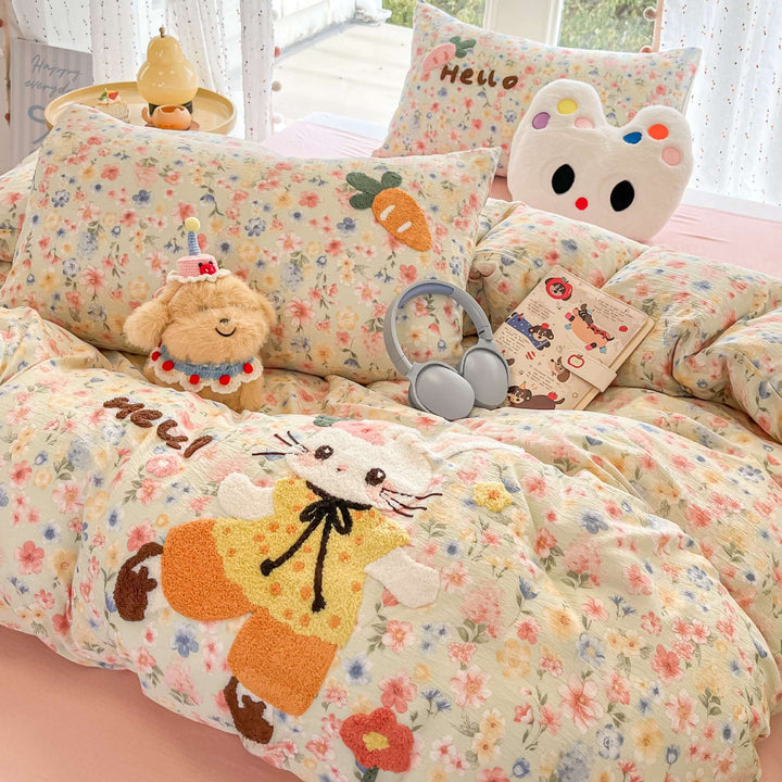 Children's Cartoon Bear-Themed Quilt Set