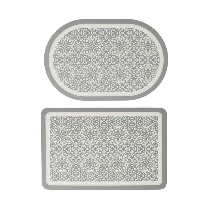 Bathroom Mat Set Stornfield with non-slip soft back underside and fine lace pattern look