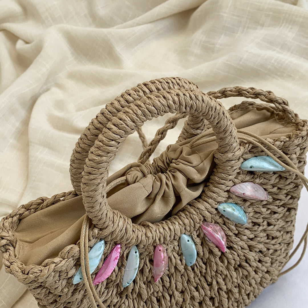 Fashionable straw bag with pearl embellishments Stornfield