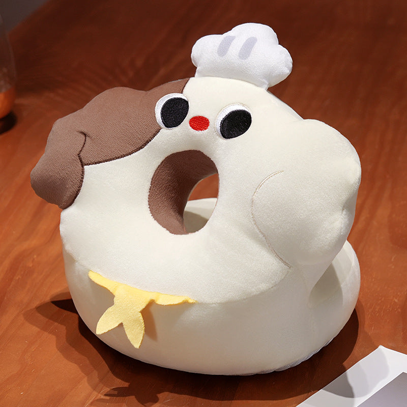 Ergonomic ring-shaped plush cat neck pillow