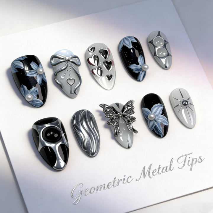 Acrylic nail set with elegant decorations Stornfield