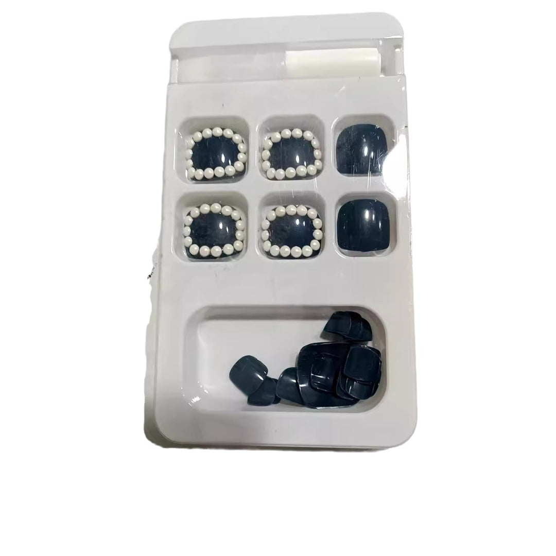 Decorative Press-On Nail Set with Pearl Accents Stornfield