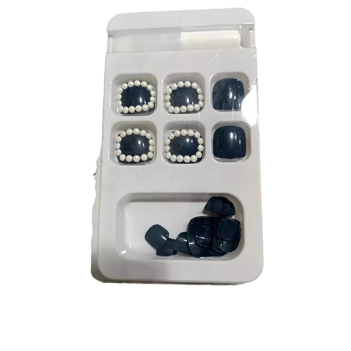 Decorative Press-On Nail Set with Pearl Accents Stornfield
