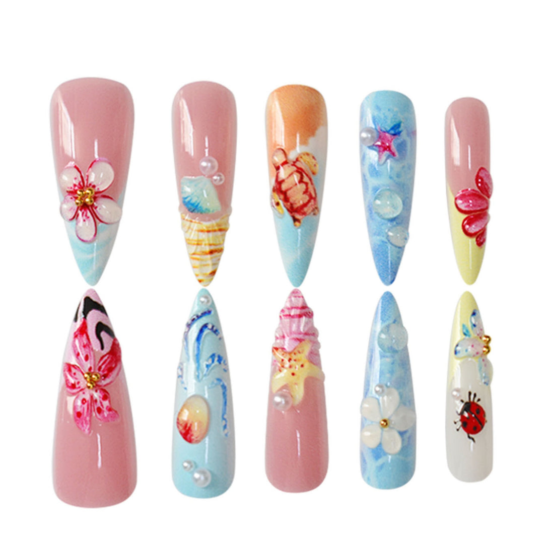 Artistic Sea-Inspired Press-On Nails Stornfield