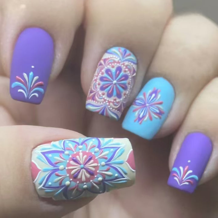 Artistic Floral Pattern Nail Art