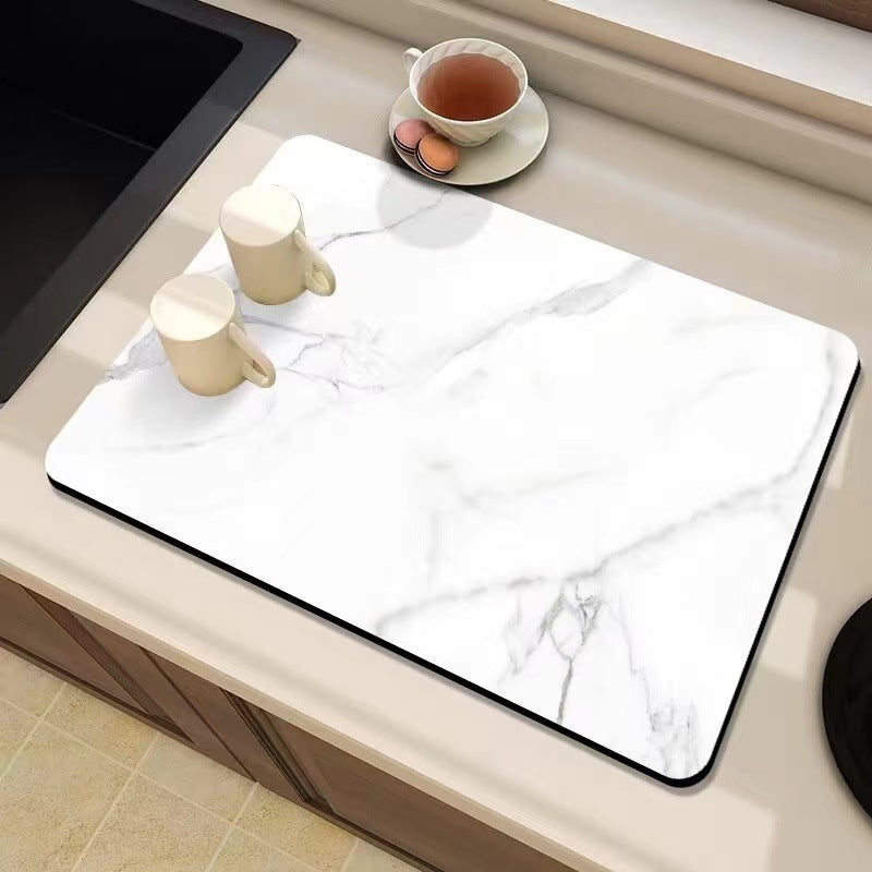 Marble-Inspired Kitchen Counter Mat Stornfield