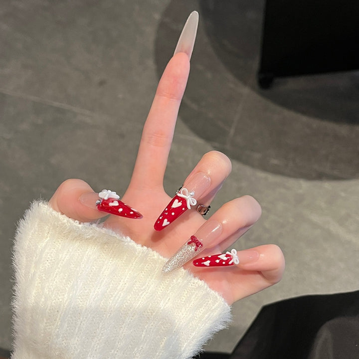 Romantic Heart-Themed Press-On Nail Extensions Stornfield