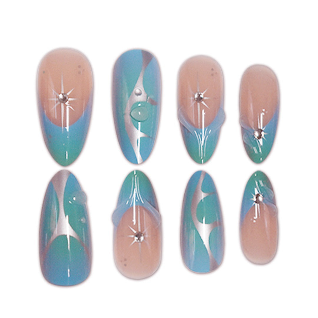 Artistic Stiletto Press-On Nail Extensions with Unique 3D Design Stornfield