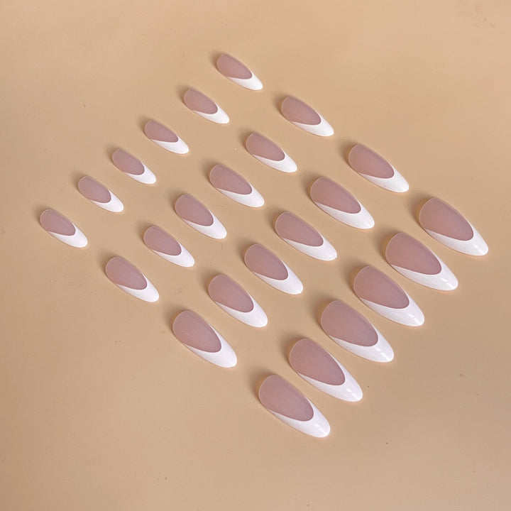 Elegant French Tip Almond-Shaped Nail Extensions Stornfield