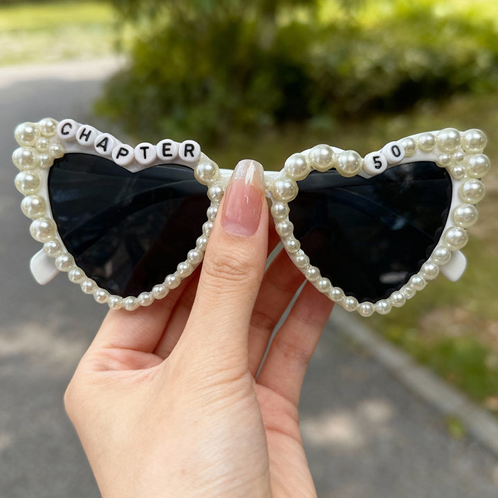 Pearl-Accented Heart-Shaped Sunglasses Stornfield