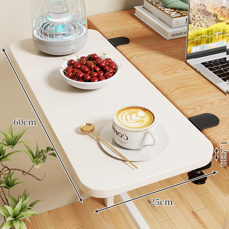 Clamp-On Expandable Desk Side Table Shelf with Wide Smooth Surface and Slim Adjustable Clamp