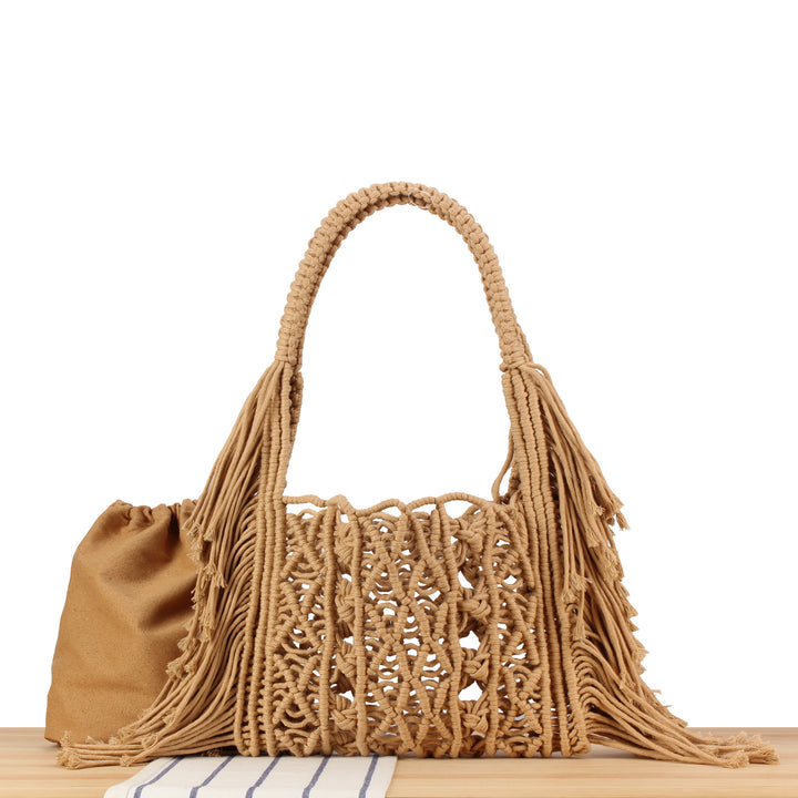 Macrame crossbody bag with fringes and inner pocket Stornfield
