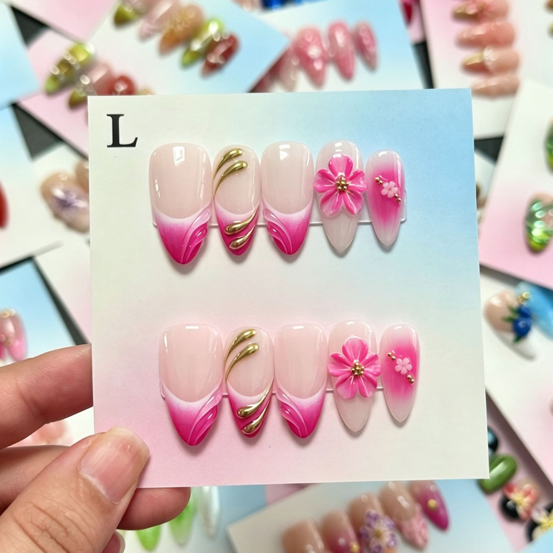 Handmade Floral Design Press-On Nails Set