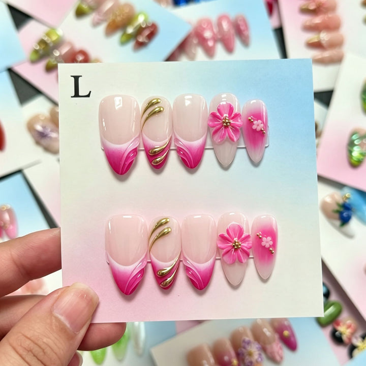 Handmade Floral Design Press-On Nails Set