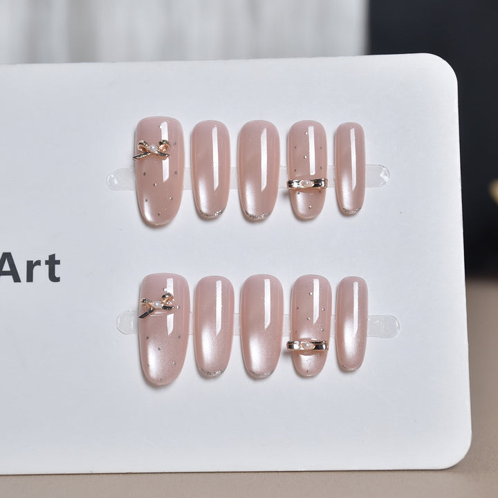 Elegant Press-On Nail Art Set with Decorative Accents Stornfield