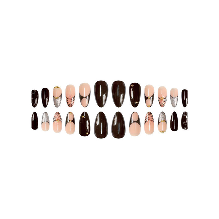 Artistic Stiletto Press-On Nail Art with Butterfly Accents Stornfield