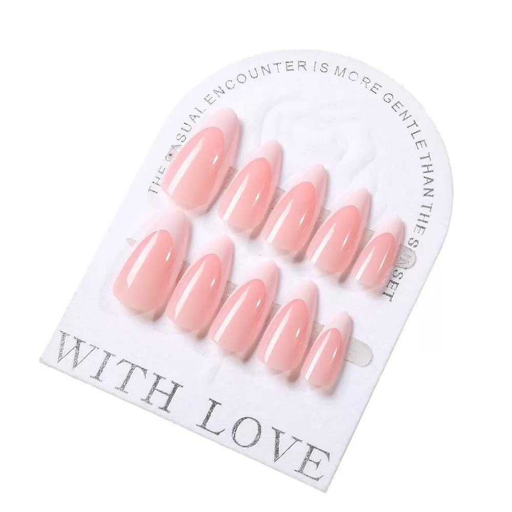 Artificial nail set with elegant French design and gloss effect Stornfield
