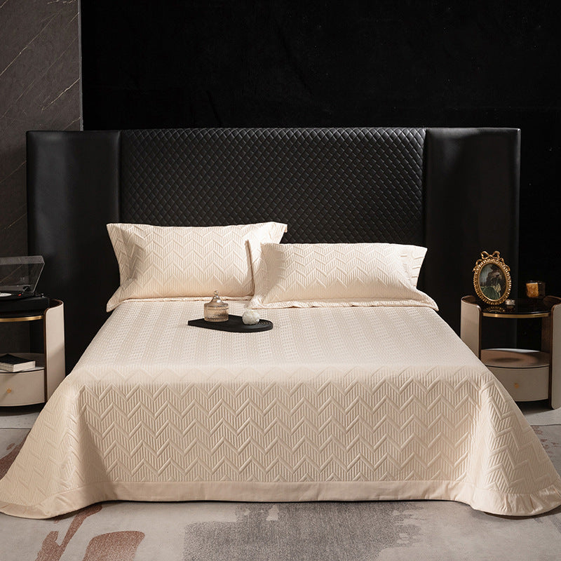 Quilted Chevron Bedspread Set with Reversible Coverlet and Pillow Shams