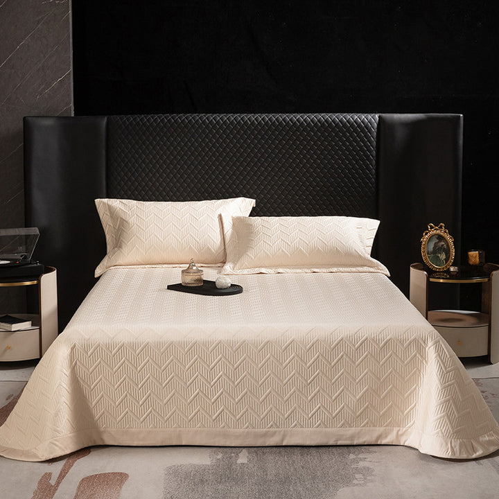 Quilted Chevron Bedspread Set with Reversible Coverlet and Pillow Shams