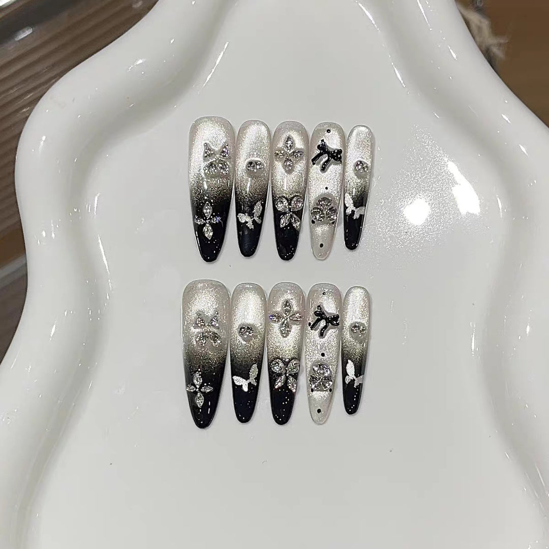 Artistic Rhinestone Stiletto Nail Art Extensions